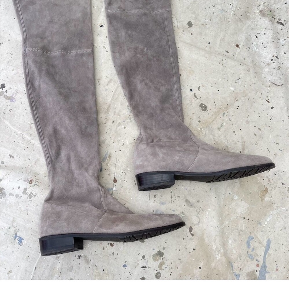 Stuart Weitzman Lowland Over The Knee Suede Boots MSRP $950 Size 7.5, Slate Grey